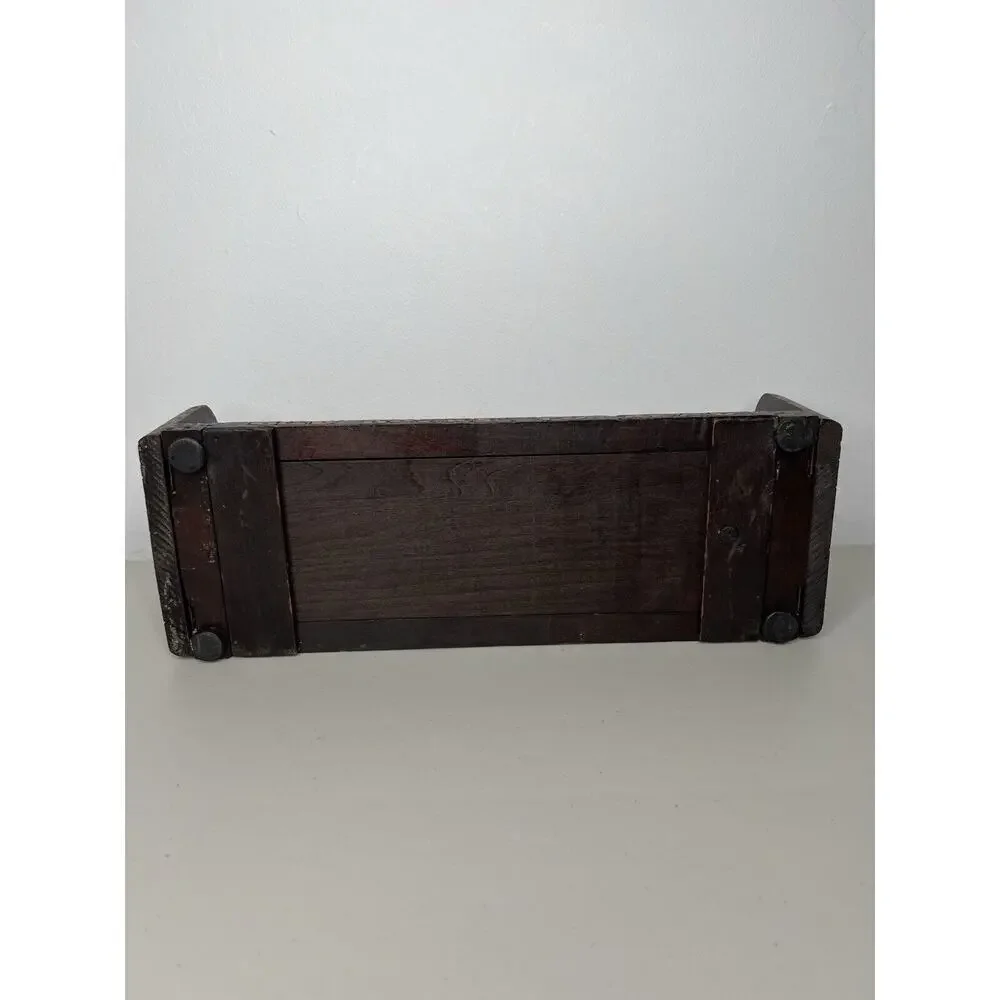 Vintage Expandable Slide Wooden Book Shelf Native American